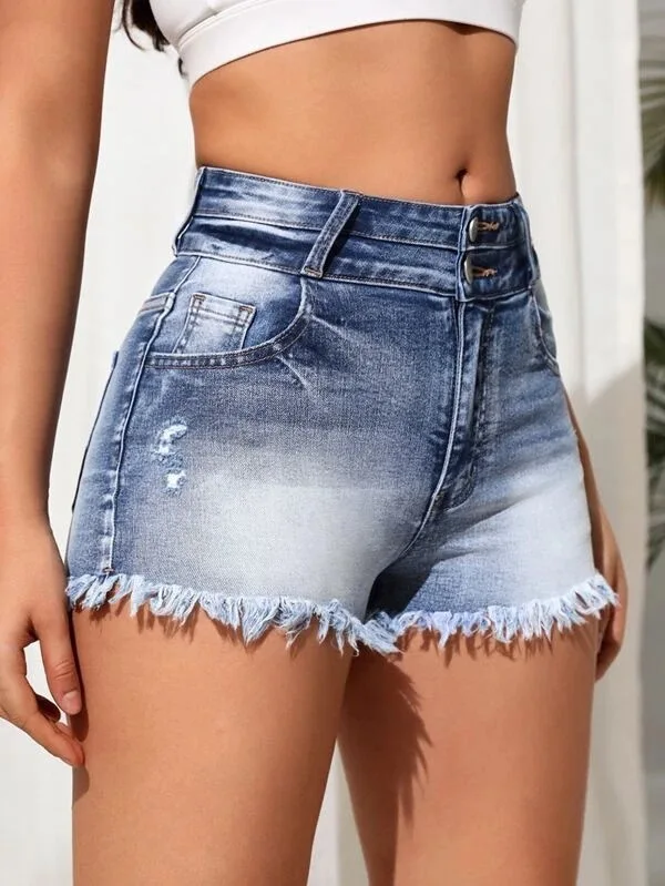 High-waisted Women's Denim Shorts 2023 New Fur-trimmed Leg Shorts Temperament Commuter Waist Jeans