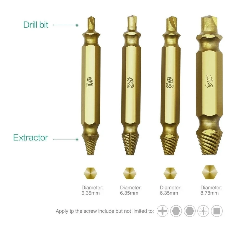 5/6 шт. поврежденный винт Φ набор сломанный удалитель болтов экстрактор