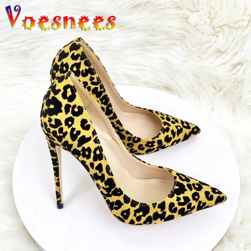 

Leopard Pattern High Heels 12CM Fashion Pointed Toe Shallow Mouth Single Shoes European And American Sexy Women's Party Pumps