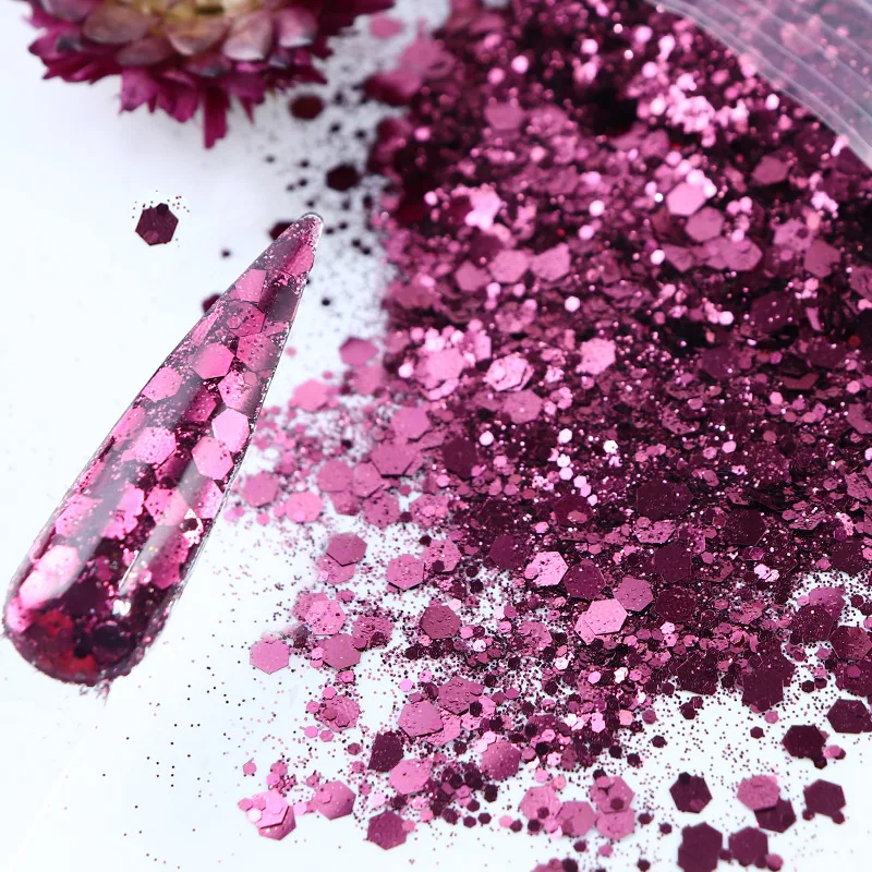 

20g/Pack Holographic Chunky Bulk Mixed Glitter Sequins Iridescent Exagon Sparkly Flakes Body/Eye Powder Dust Manicure Glitter