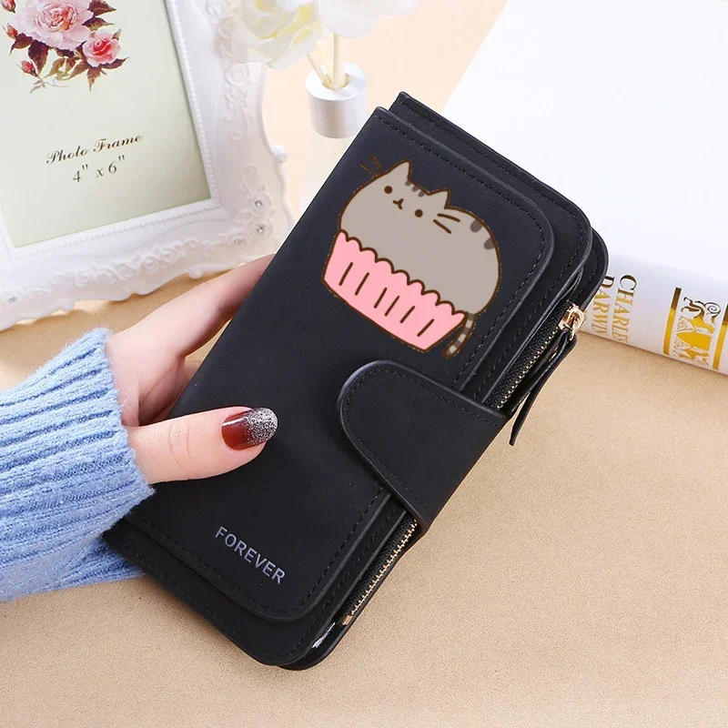 Фото Pusheen кошельки из искусственной кожи аниме толстые кошки с принтом кошельки для монет модный женский горизонтальный кошелек милые детские держатели для карт подарок на день рождения и Рождество №2