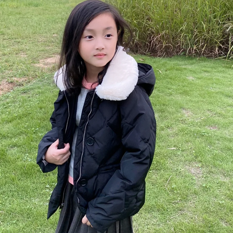 kids down jacket baby girls clothes baby boys outerw coat Removable lapel Black down jacket