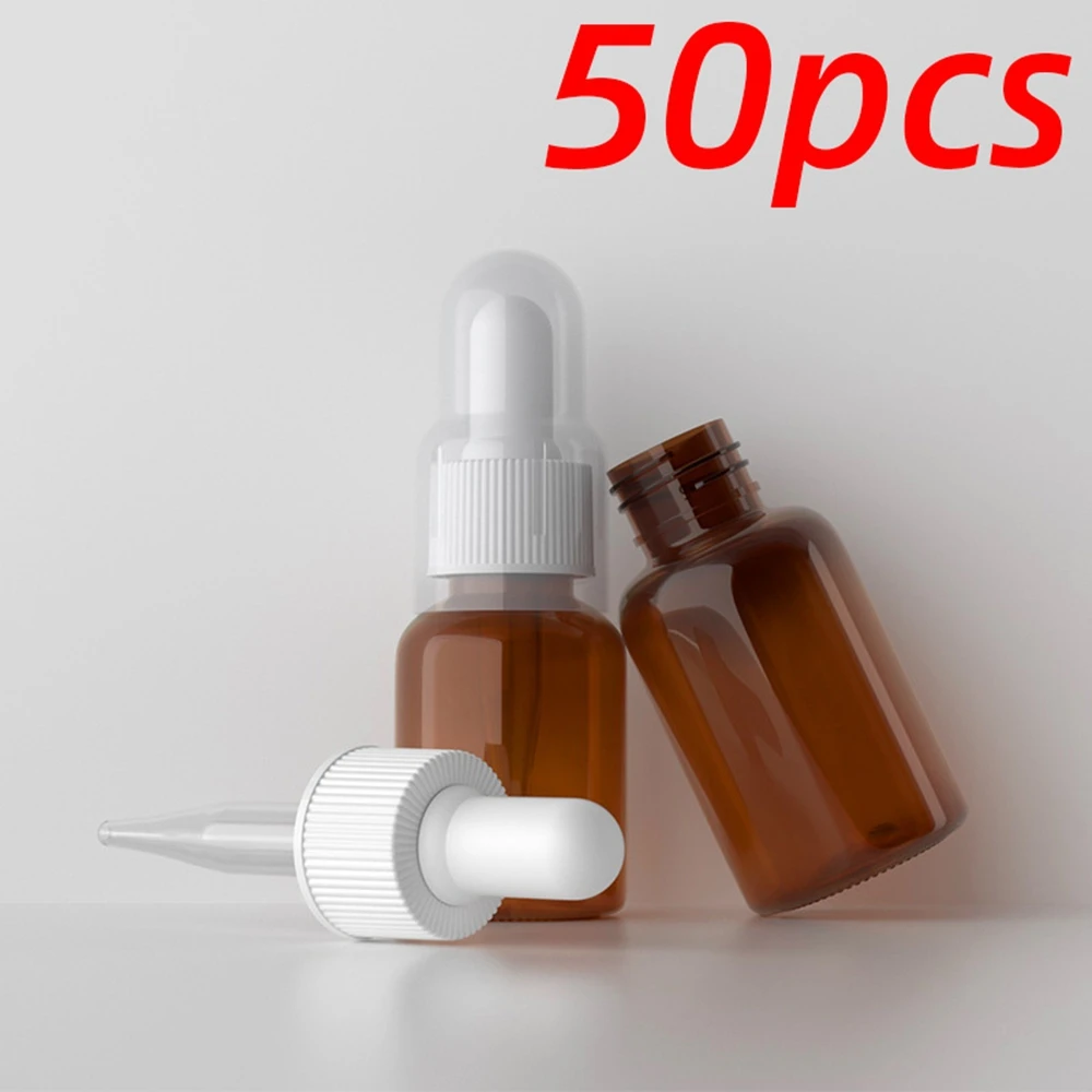 

50pcs / Lot Empty 25ml Mini Perfume Essential Oil Sample Vials Plastic PET Brown Dropper Bottle With Pipette Cosmetic Vial Clear