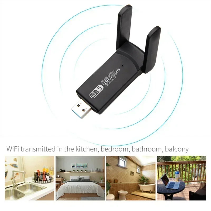 1200 Мбит/с USB 3 0 Wi-Fi Bluetooth адаптер 2в1 двухдиапазонная сетевая карта 5G/2 4 ГГц 802.11ac для