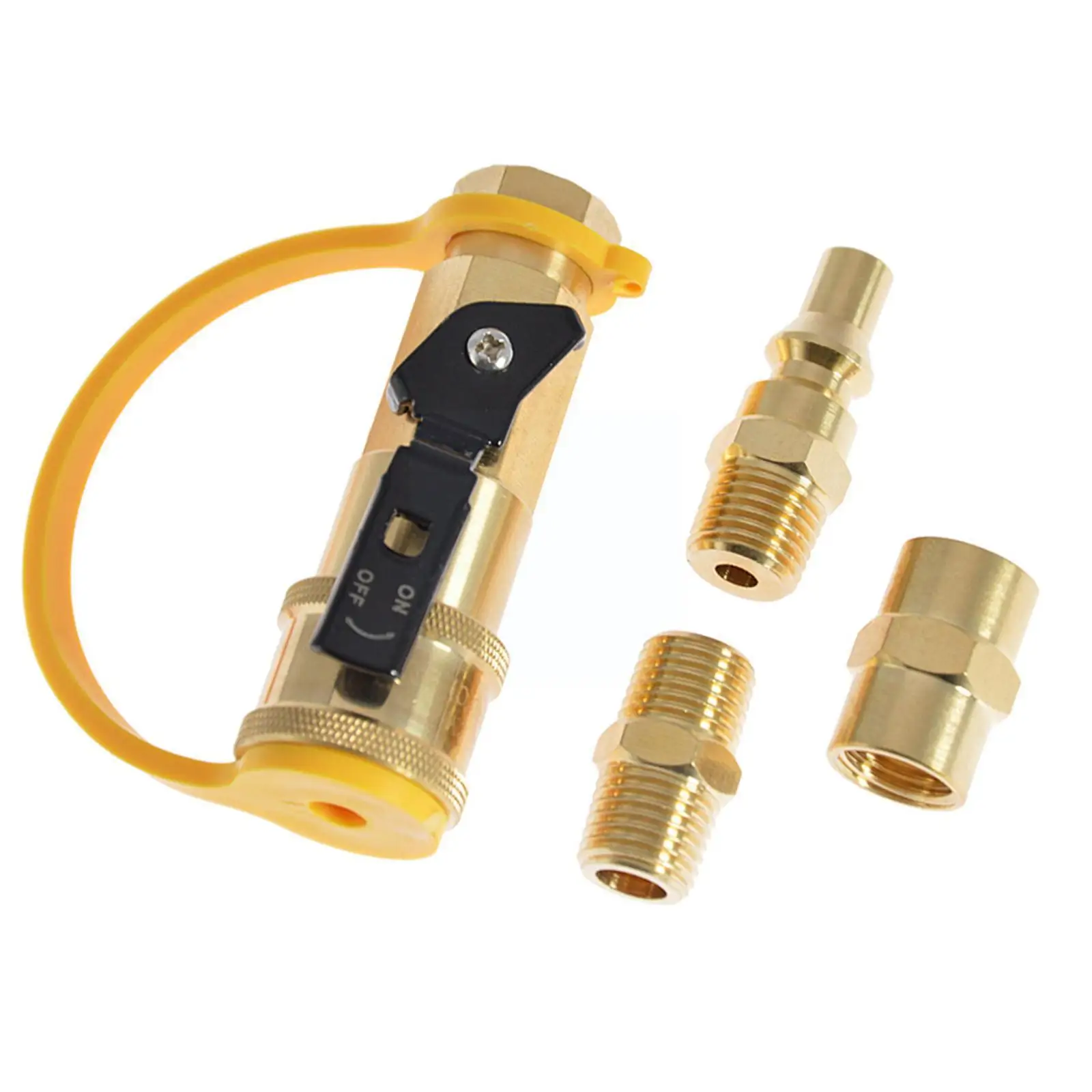 

1/4 Propane Quick Connect Adapter Kit With Shutoff & Valve Full Plug Flow F4W2