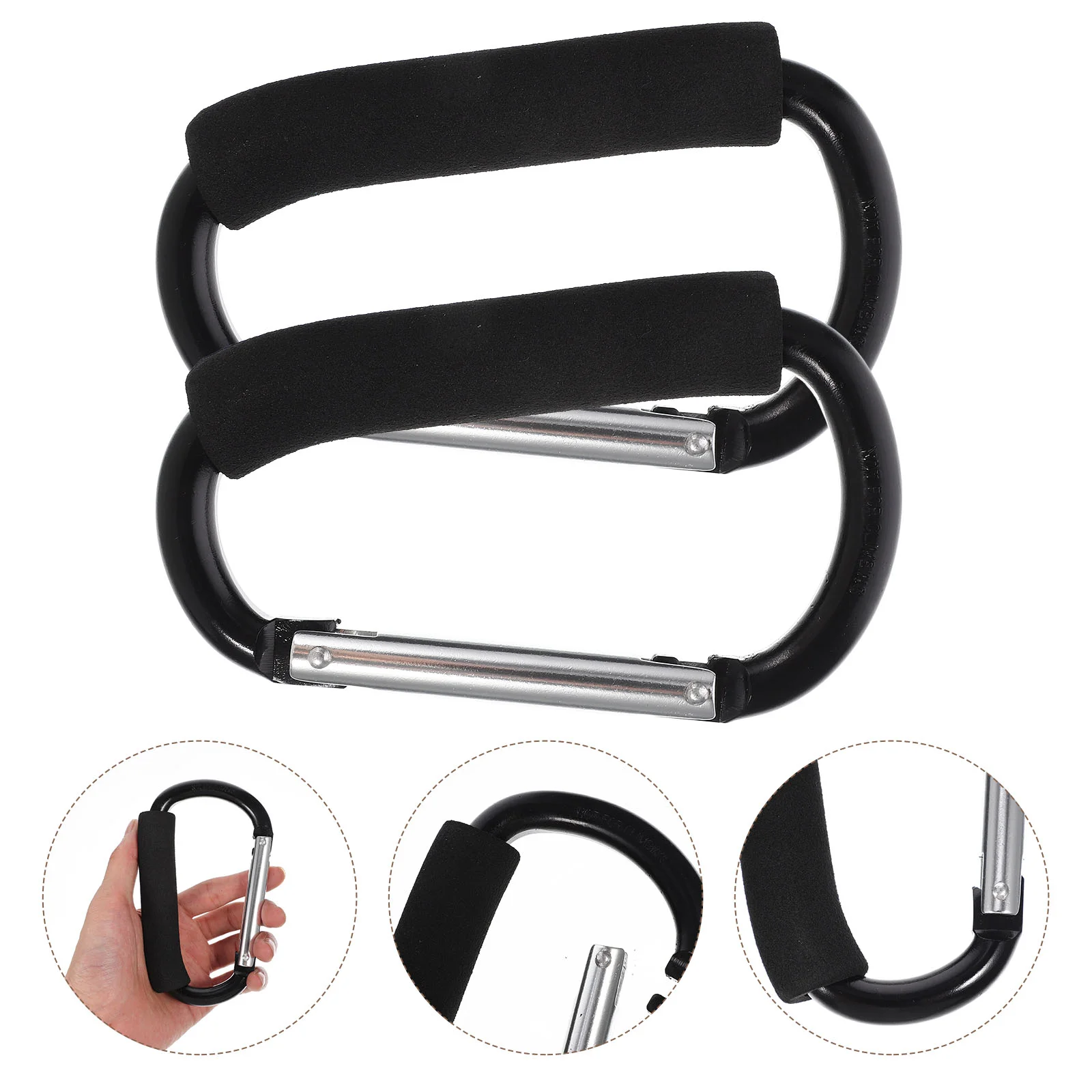 

2 Pcs Cart Hook Portable Stroller Carabiners Shopping Hangers Hooks Bag Sturdy Clips