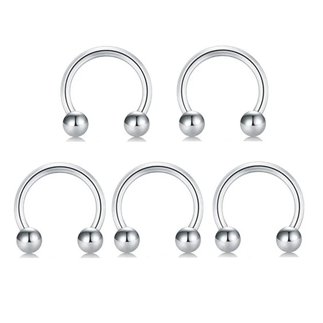 Серьги-подковы из хирургической стали для носа перегородки бровей губ спираль