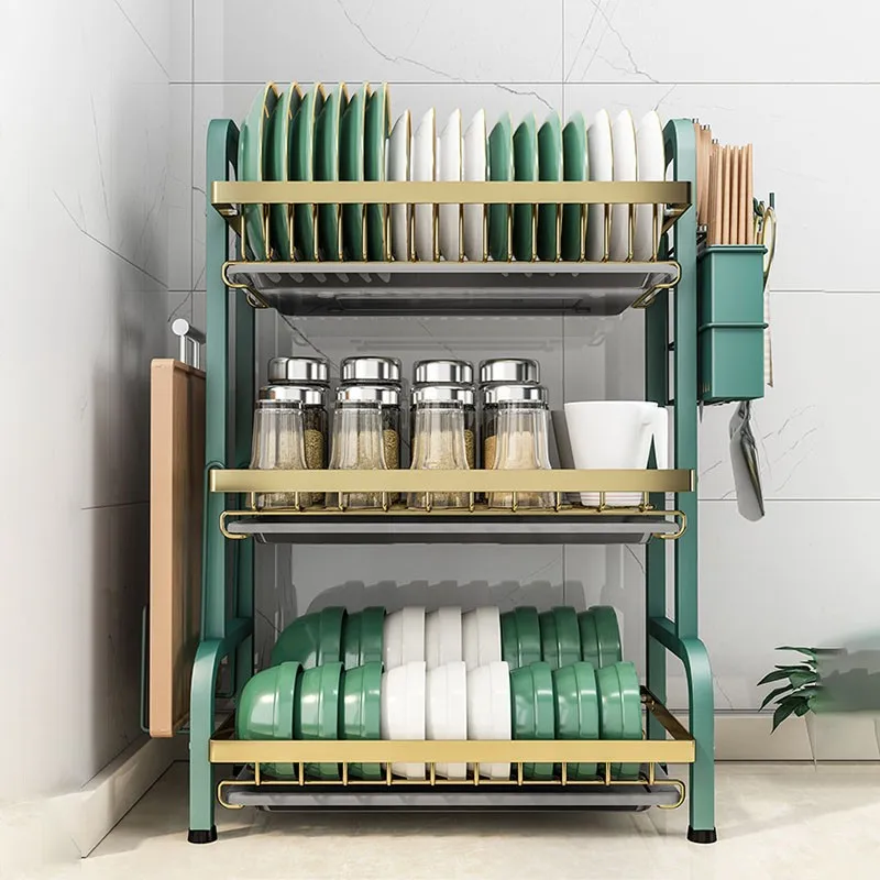 

Stainless Steel Dish Rack Drainer Kitchen Storage Drying Shelf Tray Over Sink Utensil Holder Drain Kitchen Organizer Bowl Rack