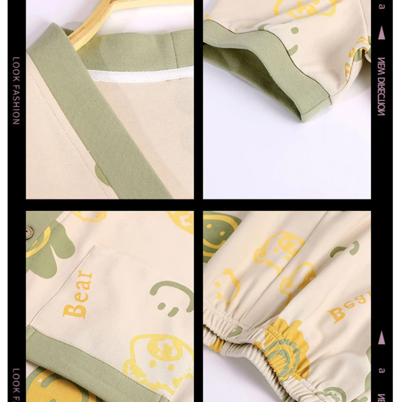 2023 New Summer Pajamas for Women Pure Cotton Korean Style Cartoon Cute Short-sleeved Shorts Home Service Suit Casual Sleepwear