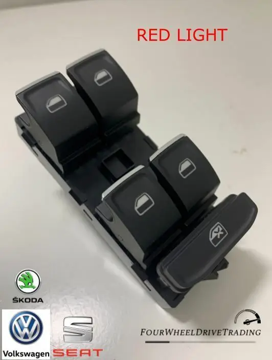 

Master Power Window switch drivers chrome for Seat Skoda VW Golf MK7 Red light