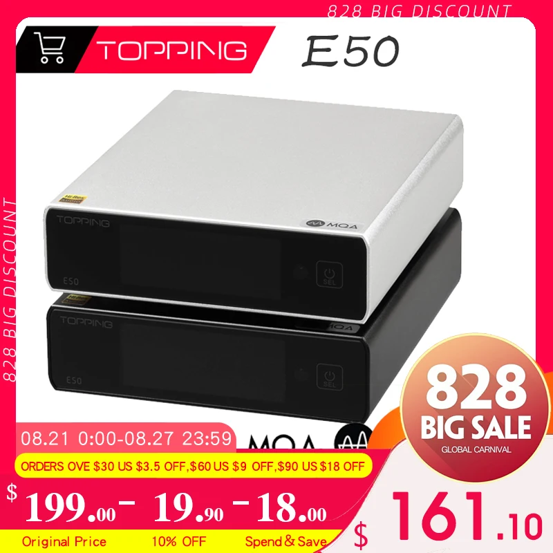

TOPPING E50 Digital Audio Music Decoder ES9068AS HIFI MQA 32Bit/768kHz DSD512 USB Sound Card XMOS The Best DAC For TOPPING L50