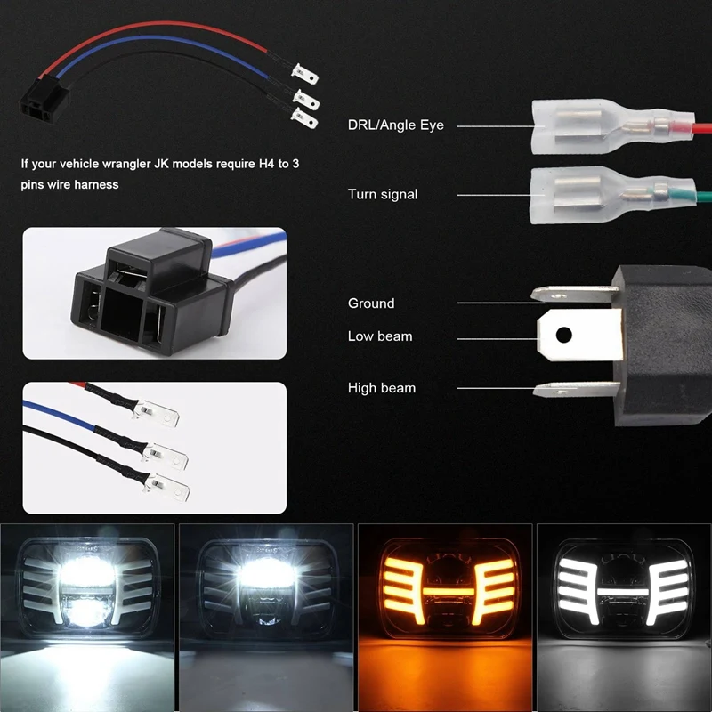 2 шт. 5x7 дюймов фонарь головного света 7x6 лампа с ближним и дальним светом для Jeep YJ