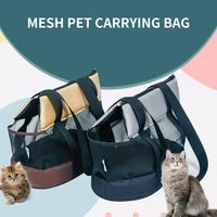 2022 portable dog bag foldable single shoulder bag for dogs outdoor walking breathable puppy travel mesh surface carrying bags