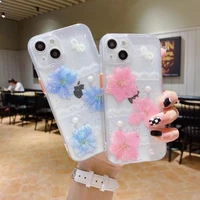 lace real dried flowers soft glitter case for iphone 11 12 13 mini pro max xs x xr max 6 6s 7 8 plus se2022 clear epoxy cover