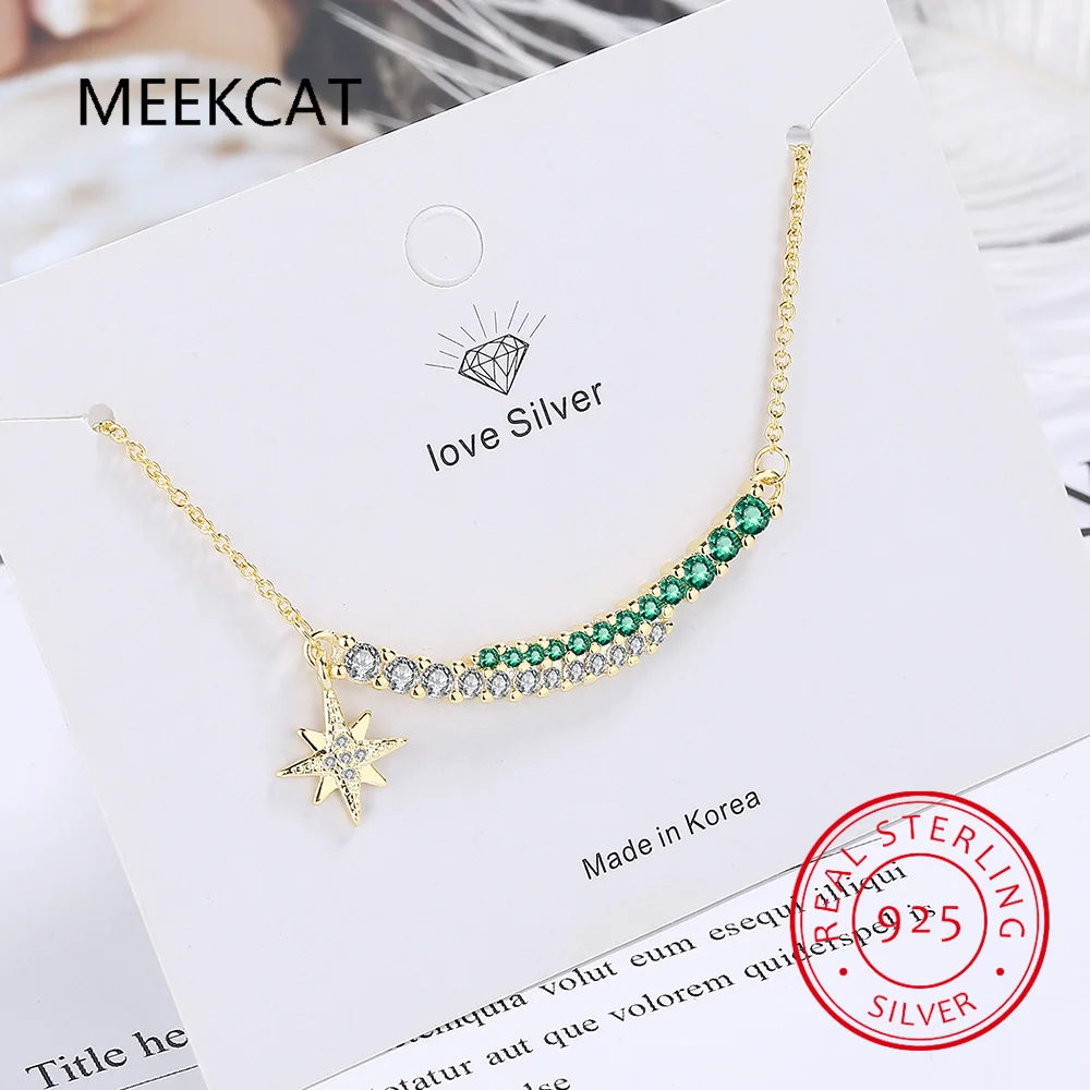 Женское Ожерелье с кулоном из серебра 925 пробы муассанитом