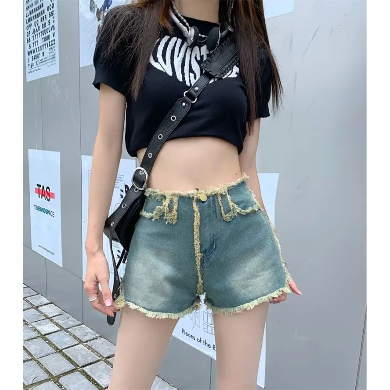 Shorts Women Distressed Daliy Students Summer Patchwork High Street Fashion Simple All-match Comfortable Korean Style Chic Loose