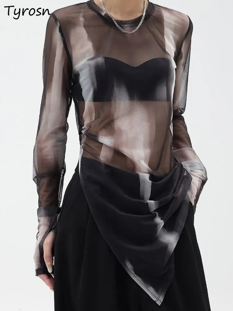 

Футболки женские, креативные, прозрачные, сексуальные, летние, солнцезащитные, индивидуальные, универсальные, в Корейском стиле, популярные, модные