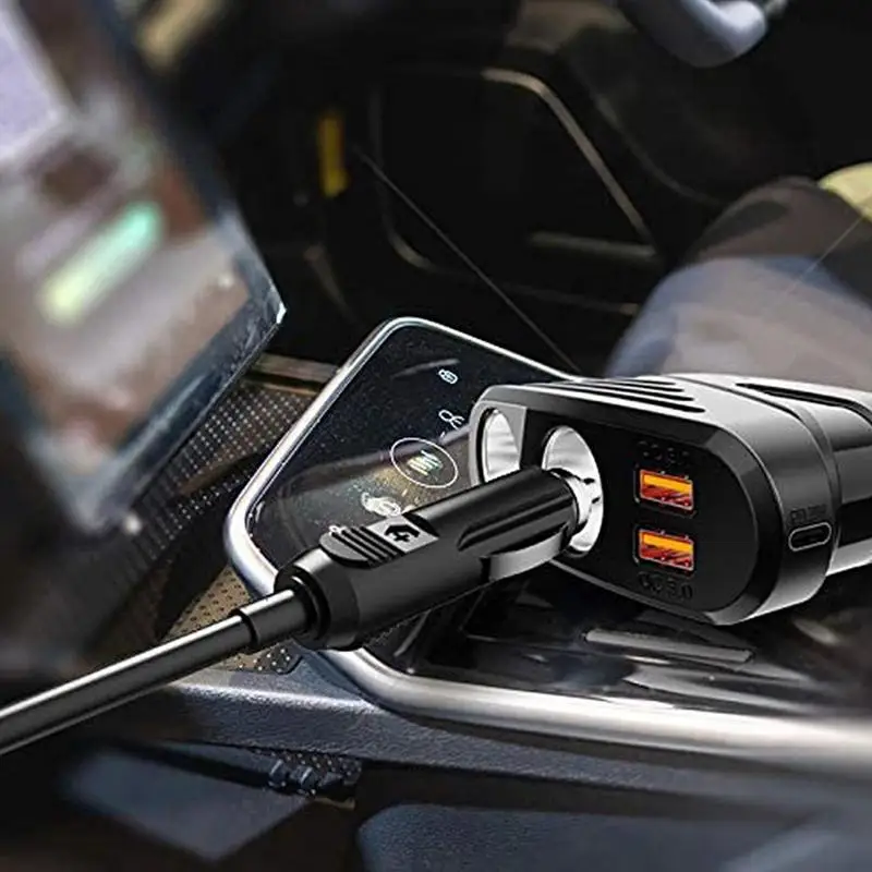 

Car Lighter Adapter 120W Type-C PD USB Car Cigarette Fast-Charging Lighter Charger Car Supplies Charger Power Adapter