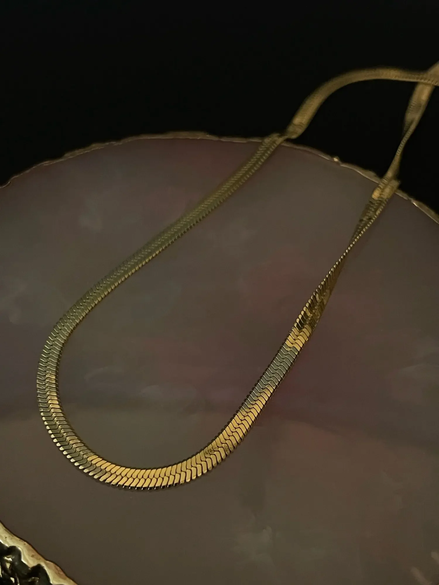 Плоское Ожерелье из нержавеющей стали шириной 3 мм золотистый цвет