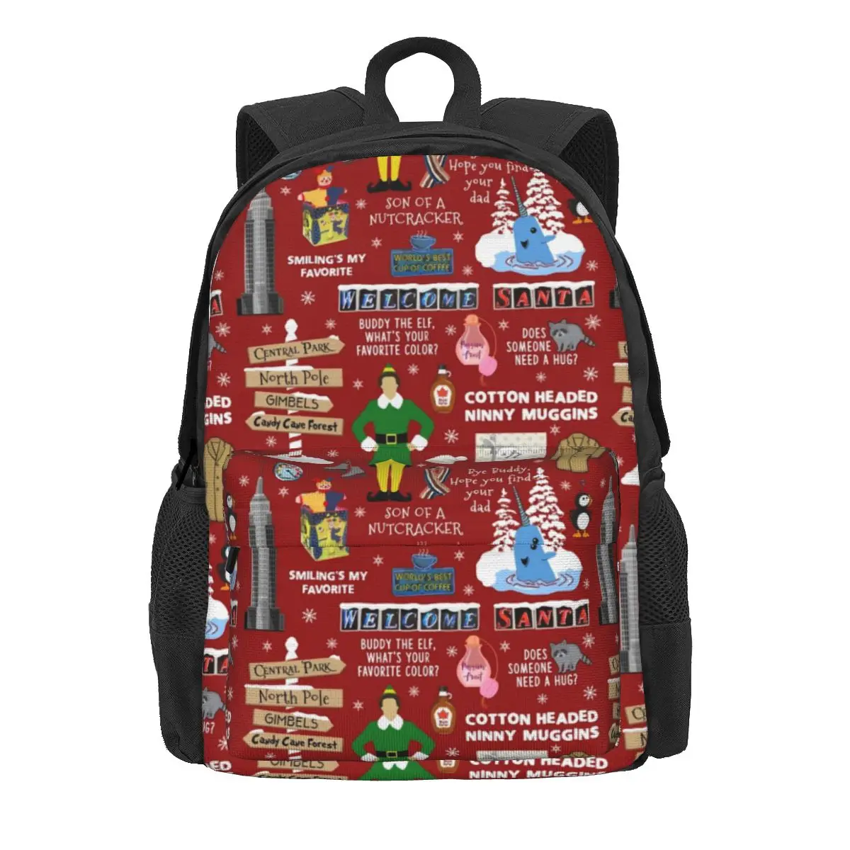 

Рюкзак Buddy Elf, забавные рождественские праздничные рюкзаки с Санта-Клаусом для колледжа, милые школьные ранцы для студентов, высокое качество