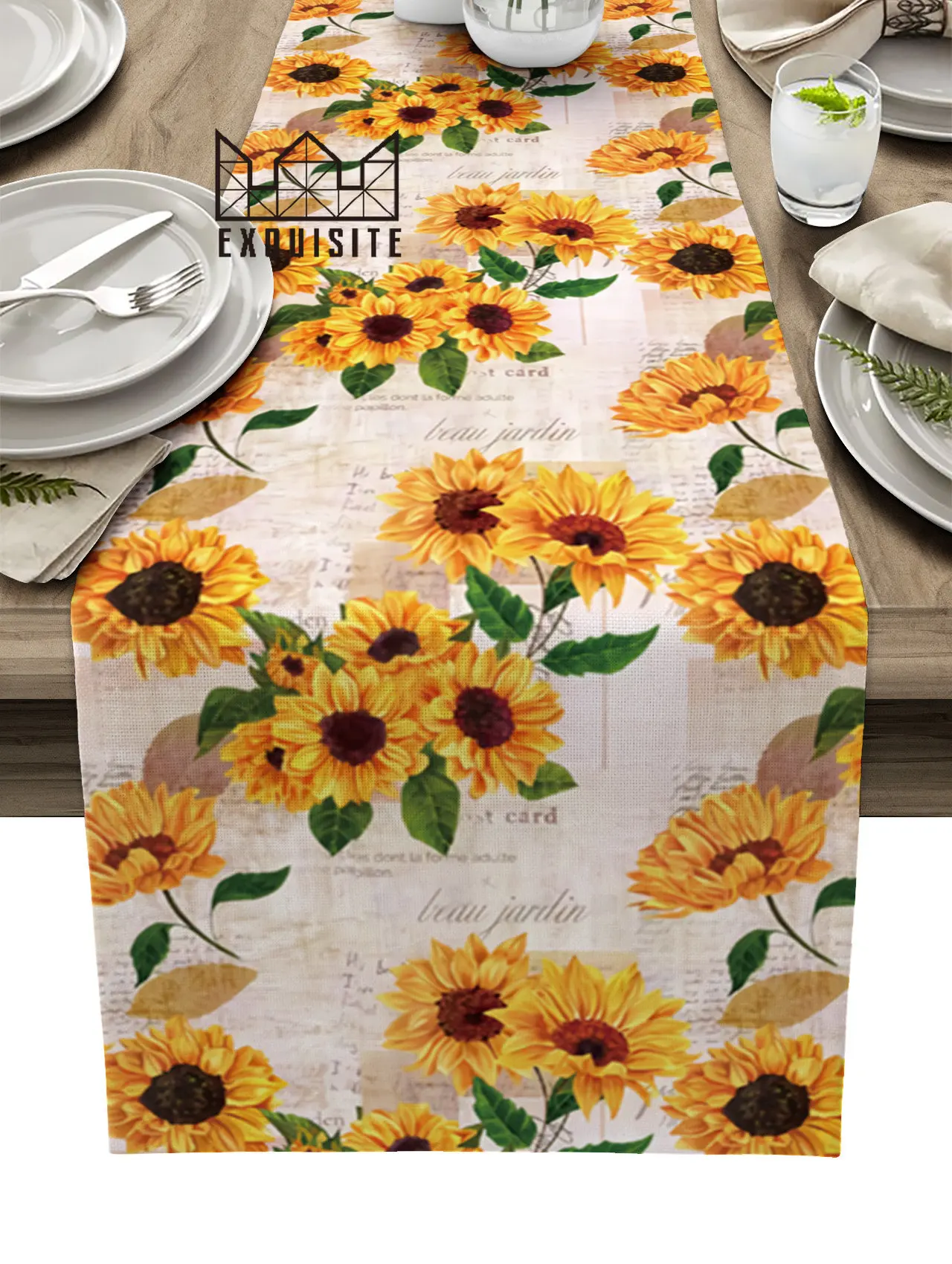 

Подсолнух, старинная настольная дорожка, Обложка для обеденного стола для свадебной вечеринки, украшение для дома и кухни