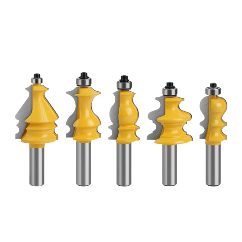 

GTBL 5 Pcs Shank CNC Line Set Casing & Base Molding Router Bits Woodworking Cutter Milling Cutters