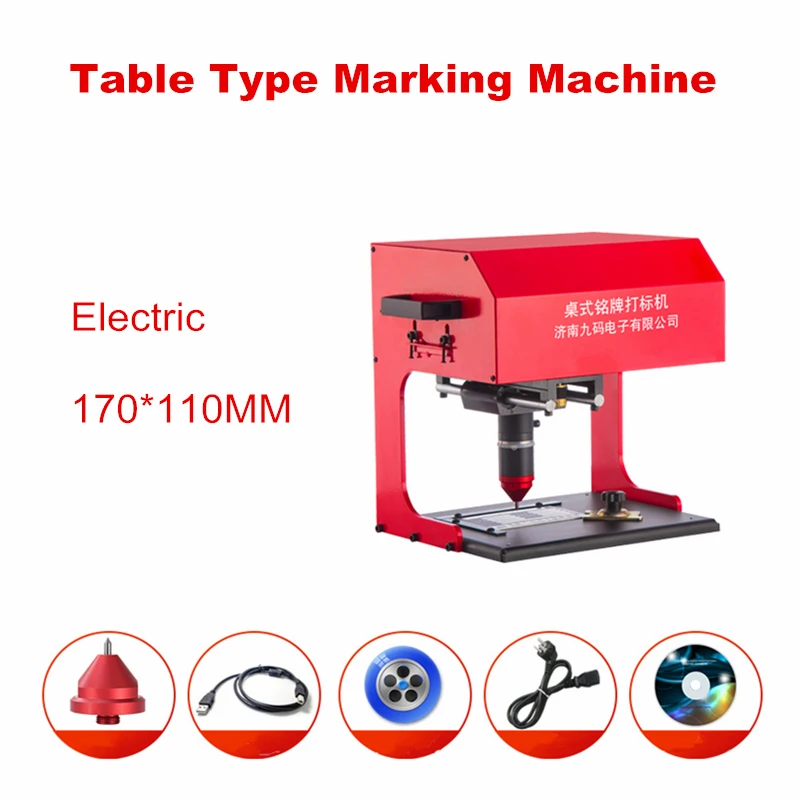170 * 110mm Pneumatic Electric Desktop Nameplate Marking Machine Engraving Machine for Metal Parts Applicable Various Metal sign enlarge