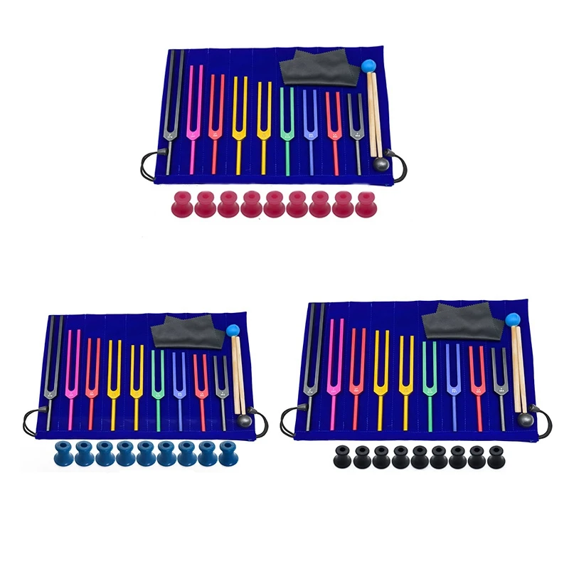 

9 Piece Colorful Solfeggio Aluminum Alloy Tuning Forks Tuning Forks For Therapy, Voice Therapy Pink