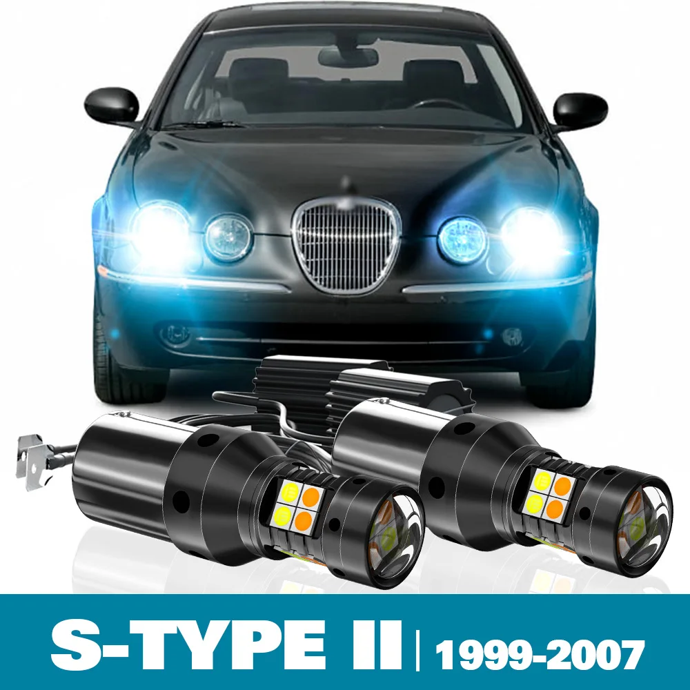 

2pcs LED Dual Mode Turn Signal+Daytime Running Light DRL For Jaguar S-TYPE II 2 Accessories 1999-2007 2000 2001 2002 2003 2004