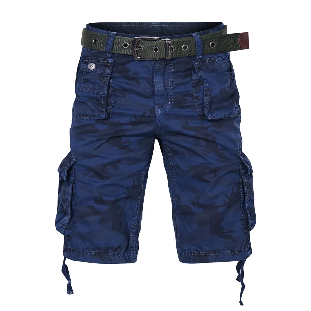 Pantalones cortos Cargo para hombre, Bermudas de camuflaje del ejército con bolsillo, ropa militar de algodón hasta la rodilla, verano 2022