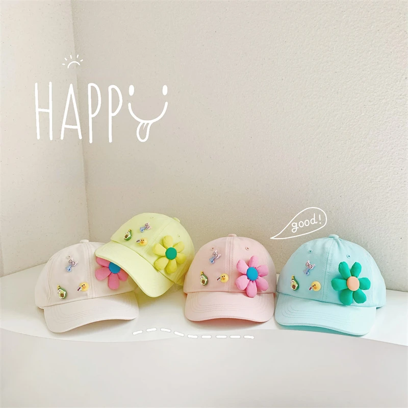 

Free Shipping Cute Children Floral Hats Caps Girls Baseball Cap Sun Hats Visors for Boys Girls Kids Adjustable Hat 3-8years Old