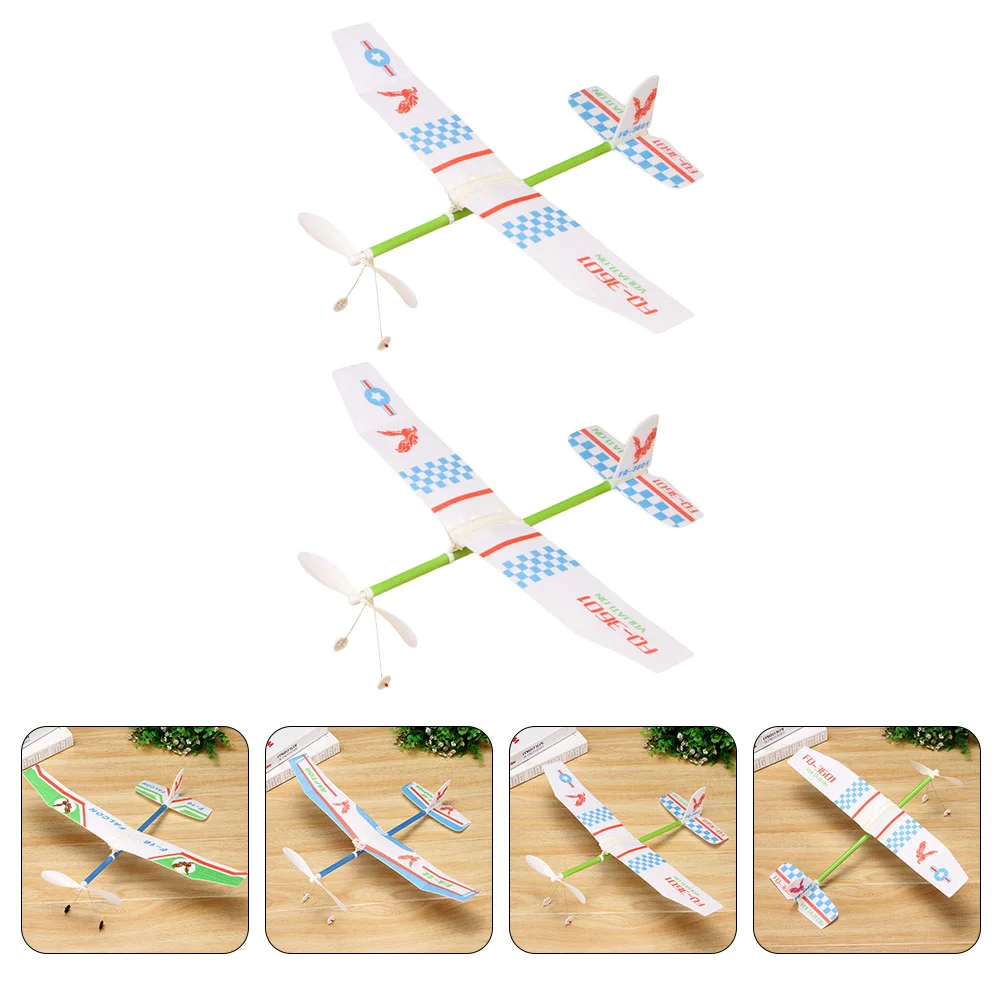 

2 Pcs Powered Airplane Model Glider Models Planes Toys Kids Travel Foam Rubber Band Aircraft Educational Assemble Eps Plaything