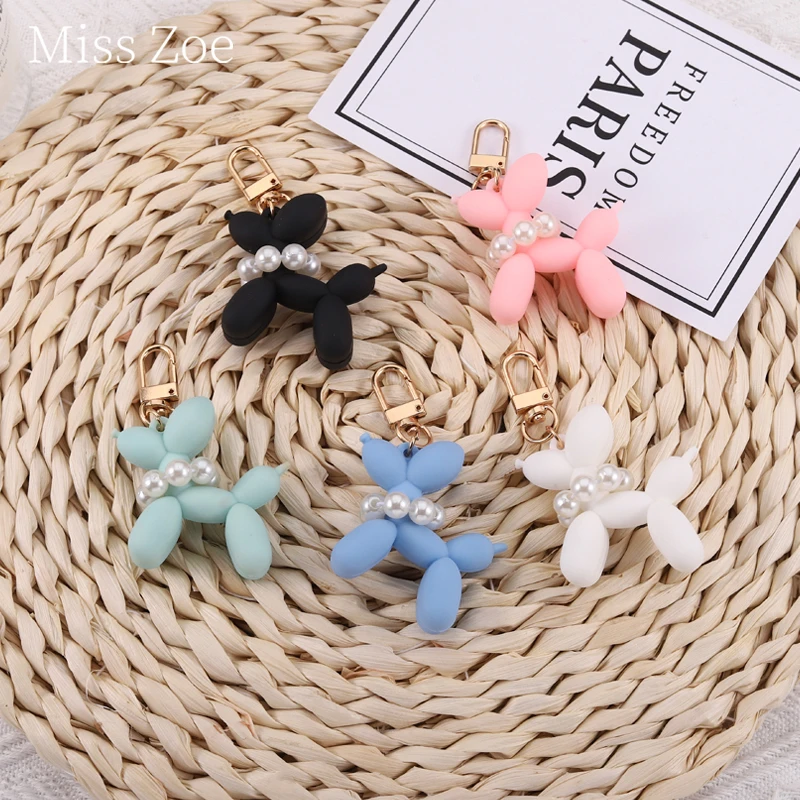 

Cartoon Cute Balloon Dog Pearl Chain Pendant Mobile Phone Chain Key Chain Decorative Materials Car Pendant DIY Accessories