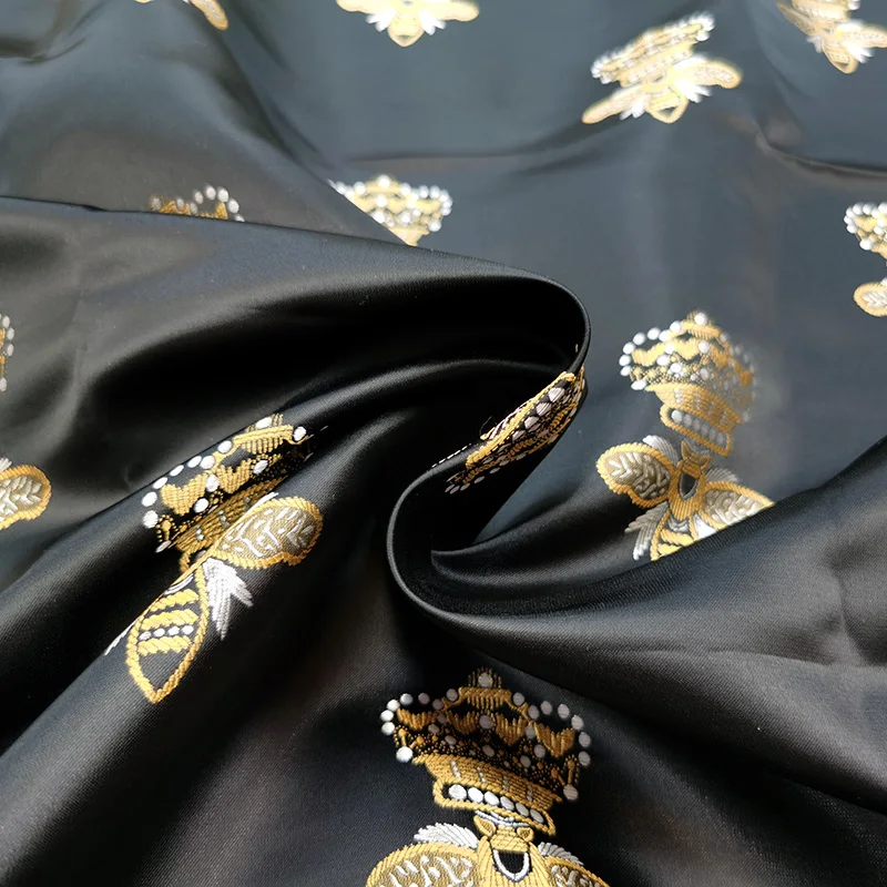 

Jacquard Brocade Fabric Crown Bee Pattern Fabrics Dress Suit Trench Coat Material Diy Sewing Wholesale Cloth by the Meter