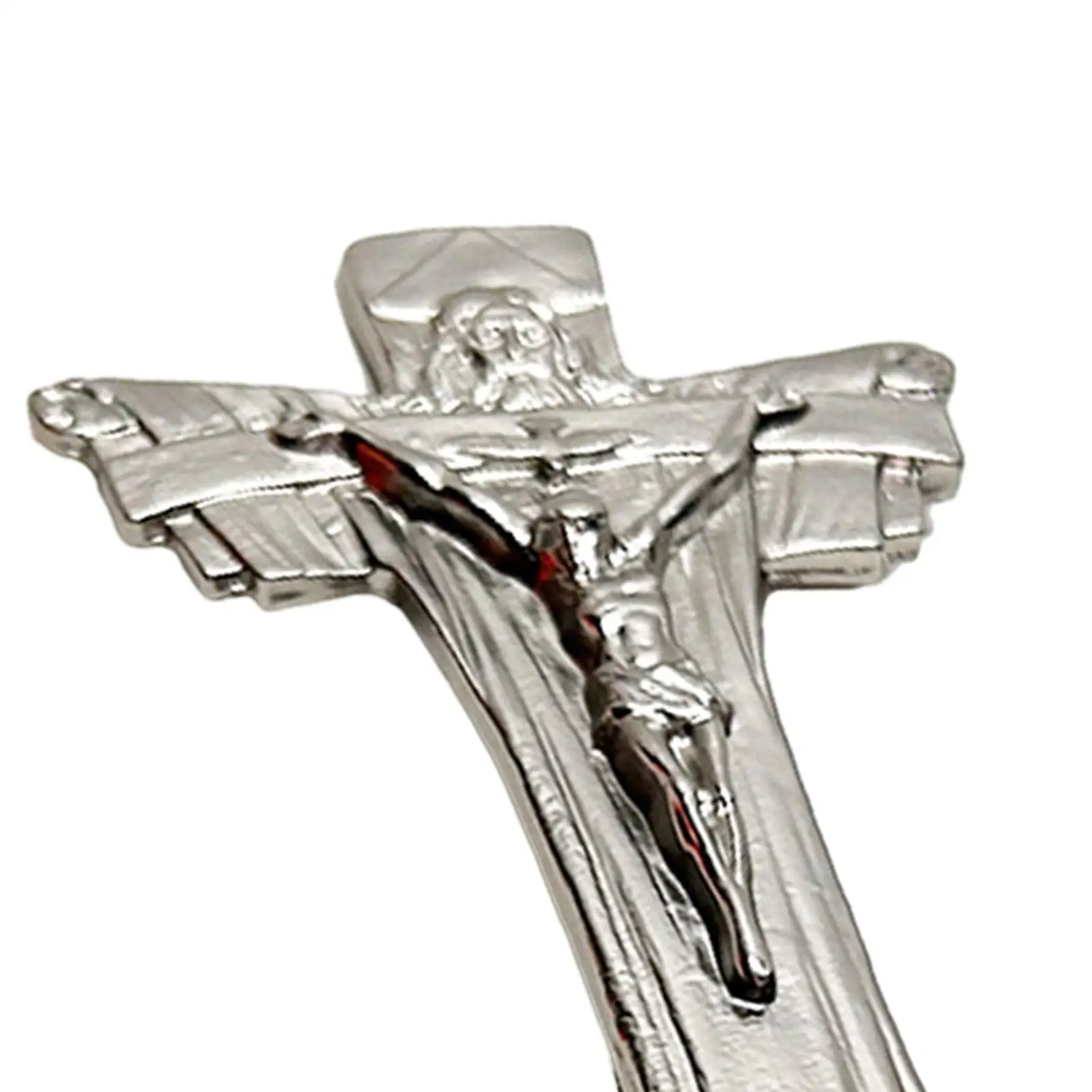 

Cross Statue with Bell Base Desk Artwork Cross Ornament for Cafe Dorm