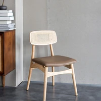 nordic designer solid wood dining chair with natural rattan back for dining room furniture and restaurant furniture