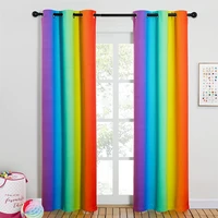 colorful rainbow gradient blackout curtain for living room wedding party decoration country style tende gothic home decor 1pc