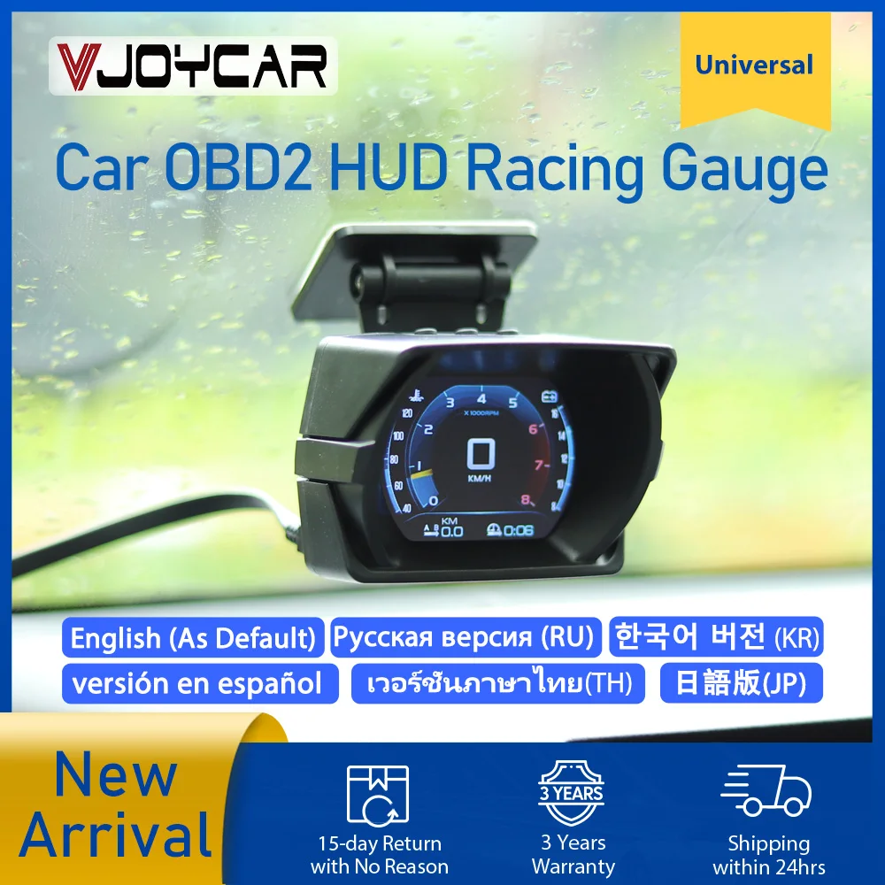 

Vjoycar 2022 New V63S OBD2 HUD Gauge Car Head Up Display Multi-Function Dashboard Coolant / Oil Temp. Fuel Consumption Oil Level