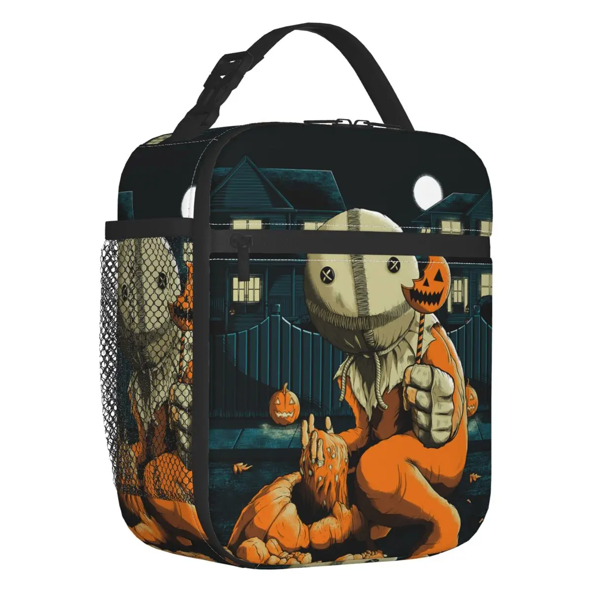 

Halloween Horror Film Sam Trick R Treat Insulated Lunch Bags for Outdoor Picnic Resuable Thermal Cooler Lunch Box Women Kids