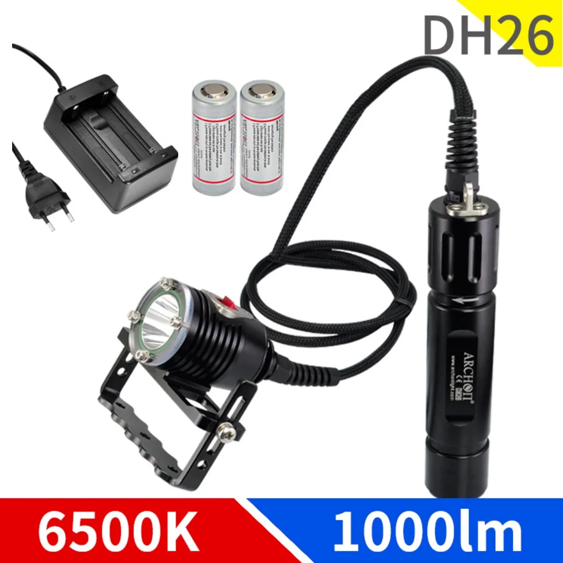 

ARCHON DH26 6500k Handheld Diving Lighting CREE XM-L 1000LM Lamp Dive Light Underwater 100m Diving Video Fill Light Photography