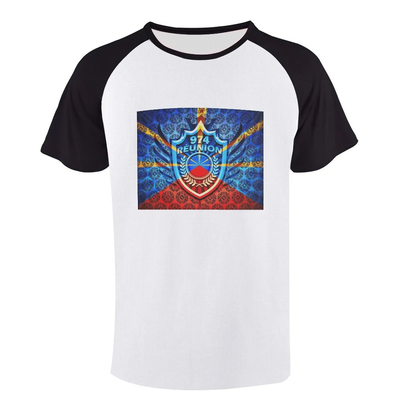 

974 Reunion Mavéli Coat of Arms Tapestry Short Sleeve Raglan T Motion Classic T-shirts Vintage Fitness Eur Size