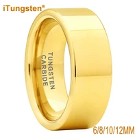 itungsten 6mm 8mm 10mm 12mm gold tungsten carbide wedding band fashion engagement finger rings flat polished shiny comfort fit