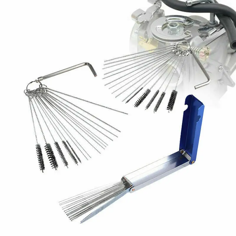 

Carburetor Cleaning Kit 20 Needle 13 Wires Brush Carb Dirt Jet Cleaner Tool for Automobile Motorcycle ATV Welder Carb Chainsaw