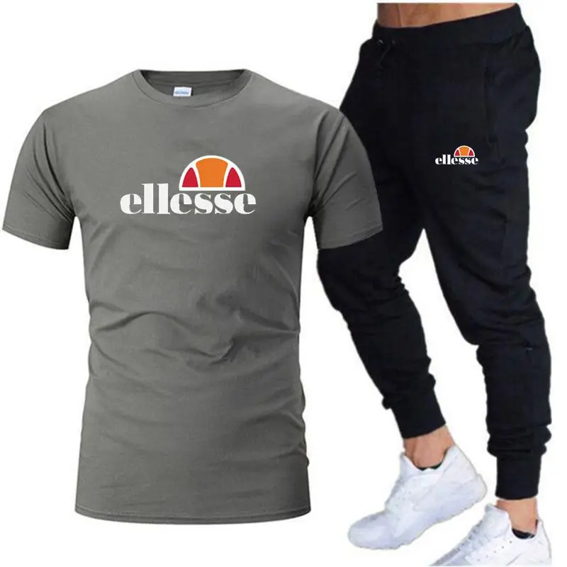 2023 summer sports cotton T-shirt short sleeve+trousers two-piece men's casual sports suit jogging fashion men's wear summer men