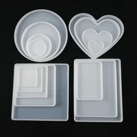 3pcs coaster silicone molds kit for epoxy resin set geometric round square rectangular heart tray mold diy handmade crafts tools
