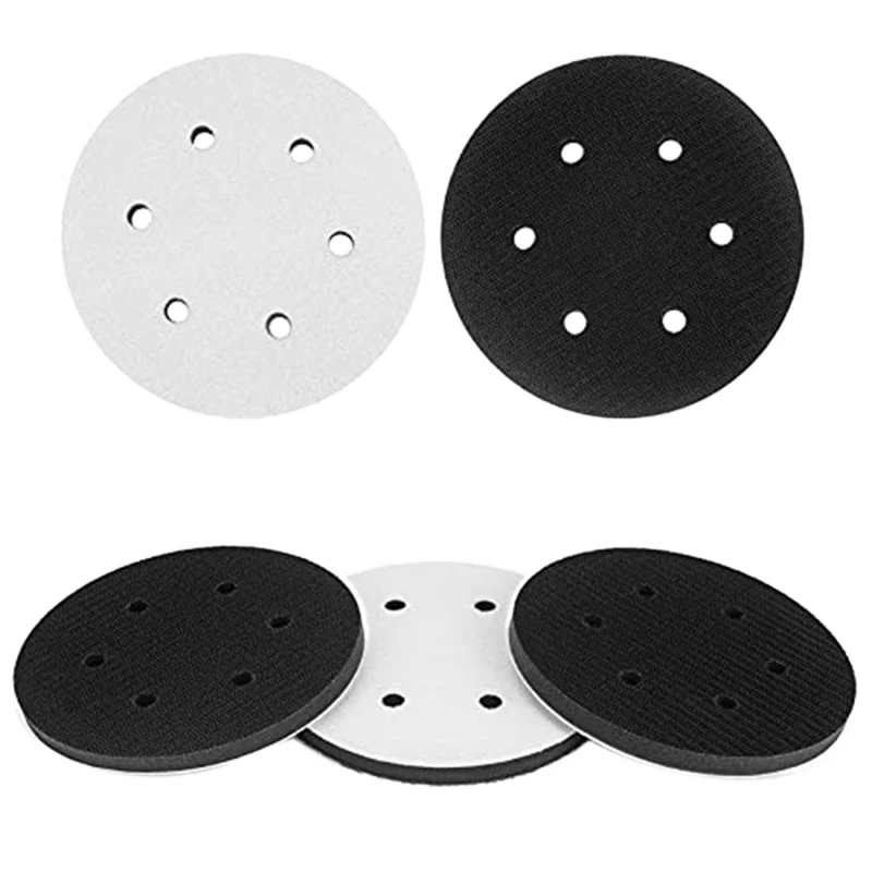 

5 Pack 6 Inch 6 Hole Hook And Loop Soft Density Interface Buffer Pad 6Inch Sponge Cushion Buffing Backing Pads