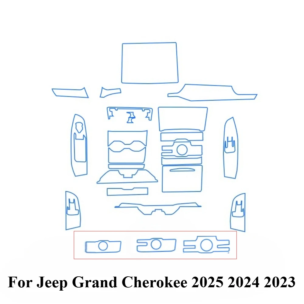 Фото Защитная пленка PPF из прозрачного TPU для Jeep Grand Cherokee 2025 2024 2023, аксессуары для GPS-навигации, панели приборов и центральной консоли №2