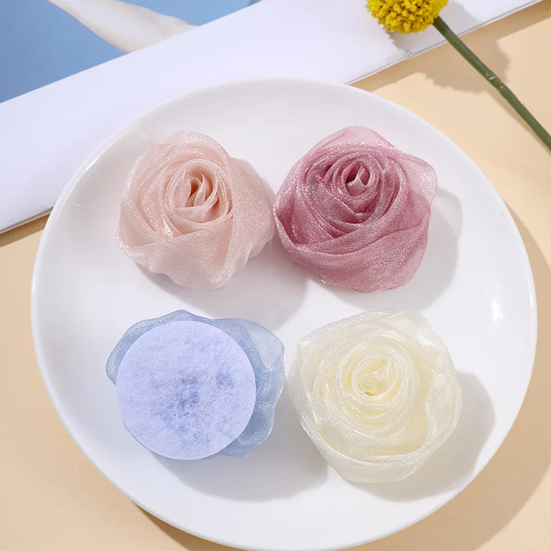 10 шт. 4 5 см новинка органза снег роза цветок фотоэлемент Акула зажим аксессуары