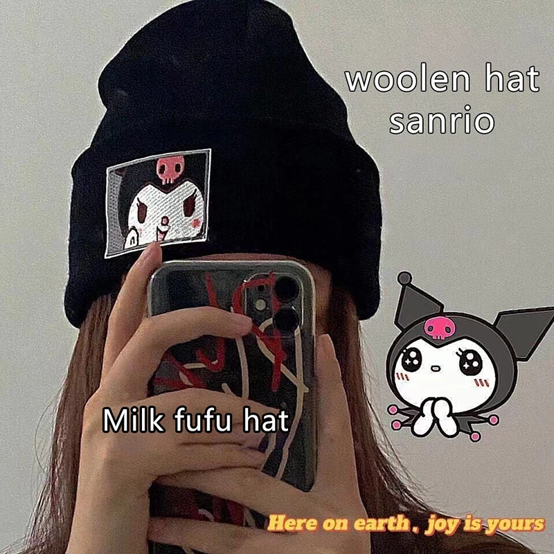 1 шт. Saniro Hello Kitty шапка-бини женская милая зимняя вязаная шапка с рисунком Cinnamoroll