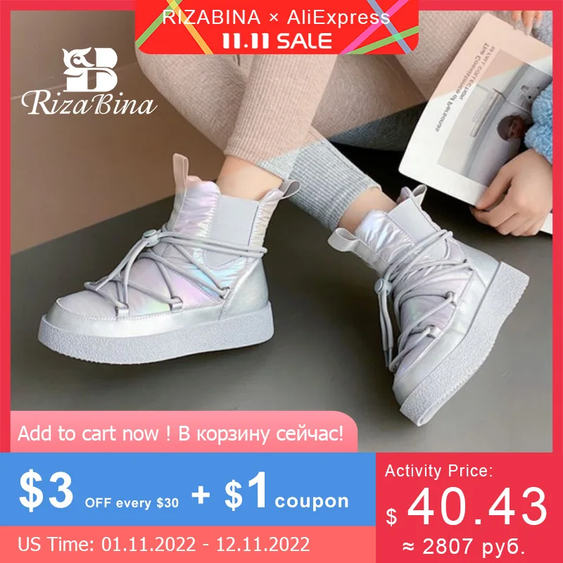 

RIZABINA New Woman Ankle Boots Real Leather Fur Warm Winter Women Shoes Fashion Ins Shoet Boots Daily Ladies Fotwera Size 35-40
